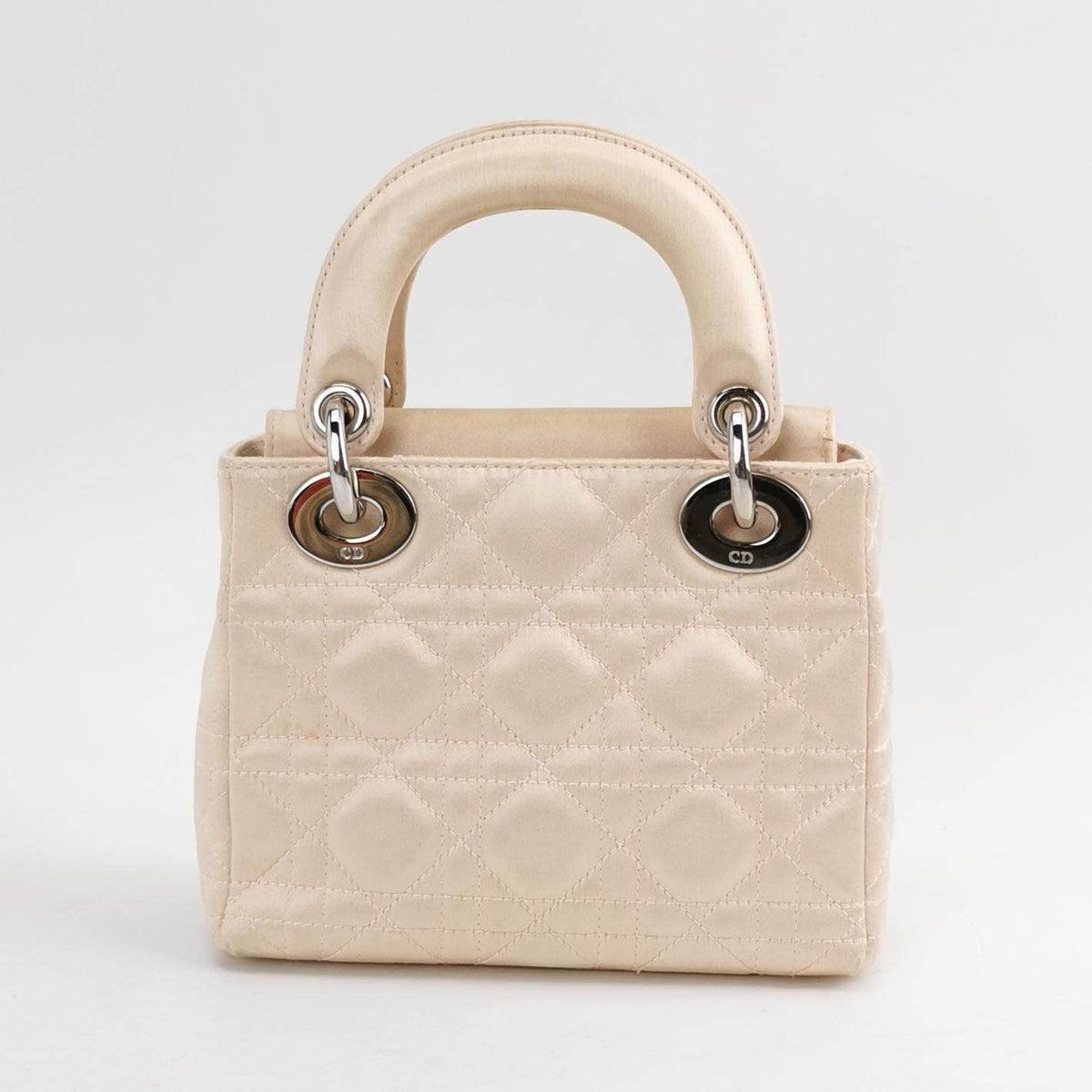 Lady Dior Mini Beige Silk Handbag Rovelle Bags
