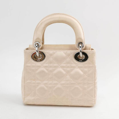 Lady Dior Mini Beige Silk Handbag Rovelle Bags