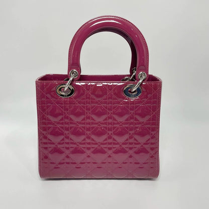 Lady Dior Medium Purple Patent Leather Handbag Rovelle Bags