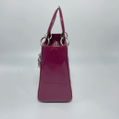 Lady Dior Medium Purple Patent Leather Handbag Rovelle Bags