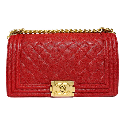 Chanel Red Boy Handbag Rovelle Bags