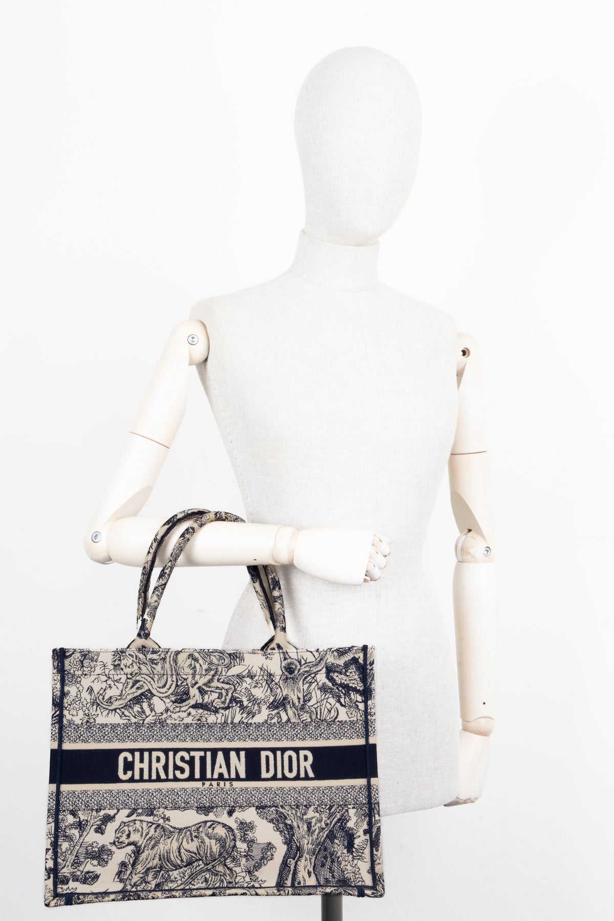 Christian Dior Medium Book Tote Toile De Jouy Blue Rovelle Bags