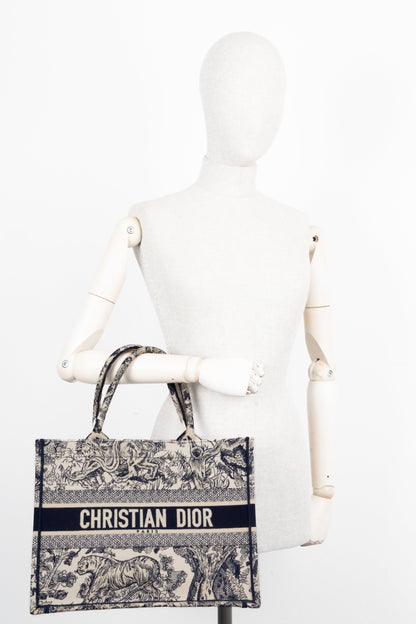 Christian Dior Medium Book Tote Toile De Jouy Blue Rovelle Bags