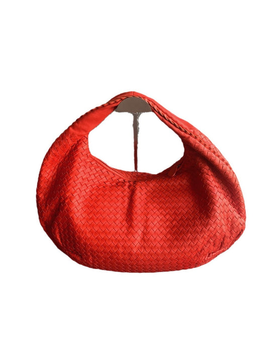 Bottega Veneta Red Belly Hobo Intrecciato Nappa Leather Handbag