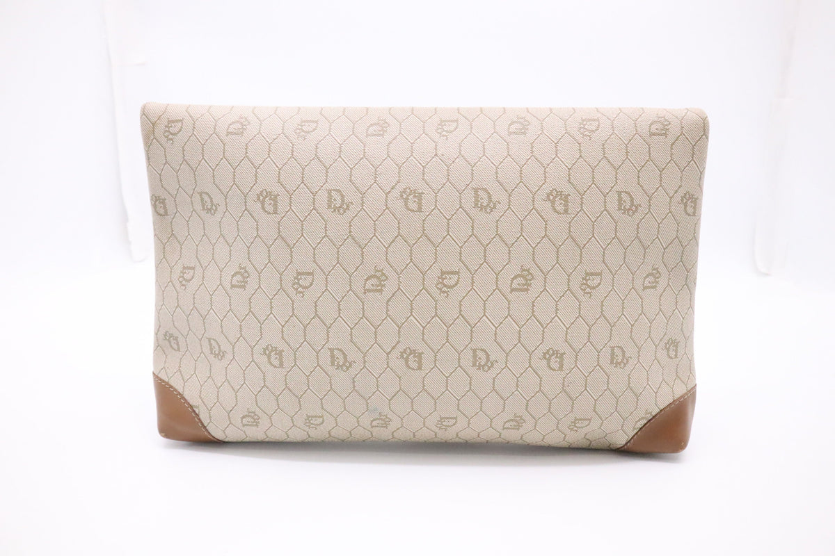 Dior Clutch in Beige Hive Coated Canvas Rovelle Bags