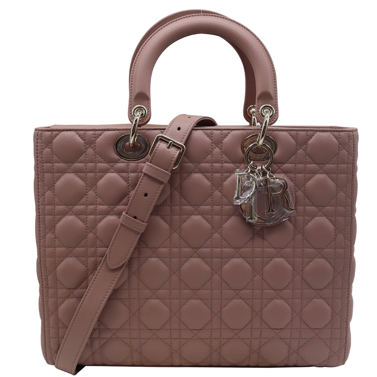 CHRISTIAN DIOR Lady Dior Large Quilted Leather Shoulder Bag Blush Rovelle Bags