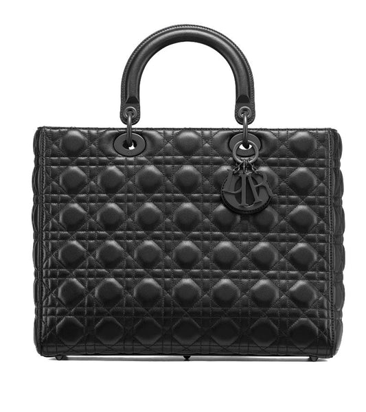 CHRISTIAN DIOR LARGE ULTRA MATTE BLACK LADY DIOR BAG Rovelle Bags