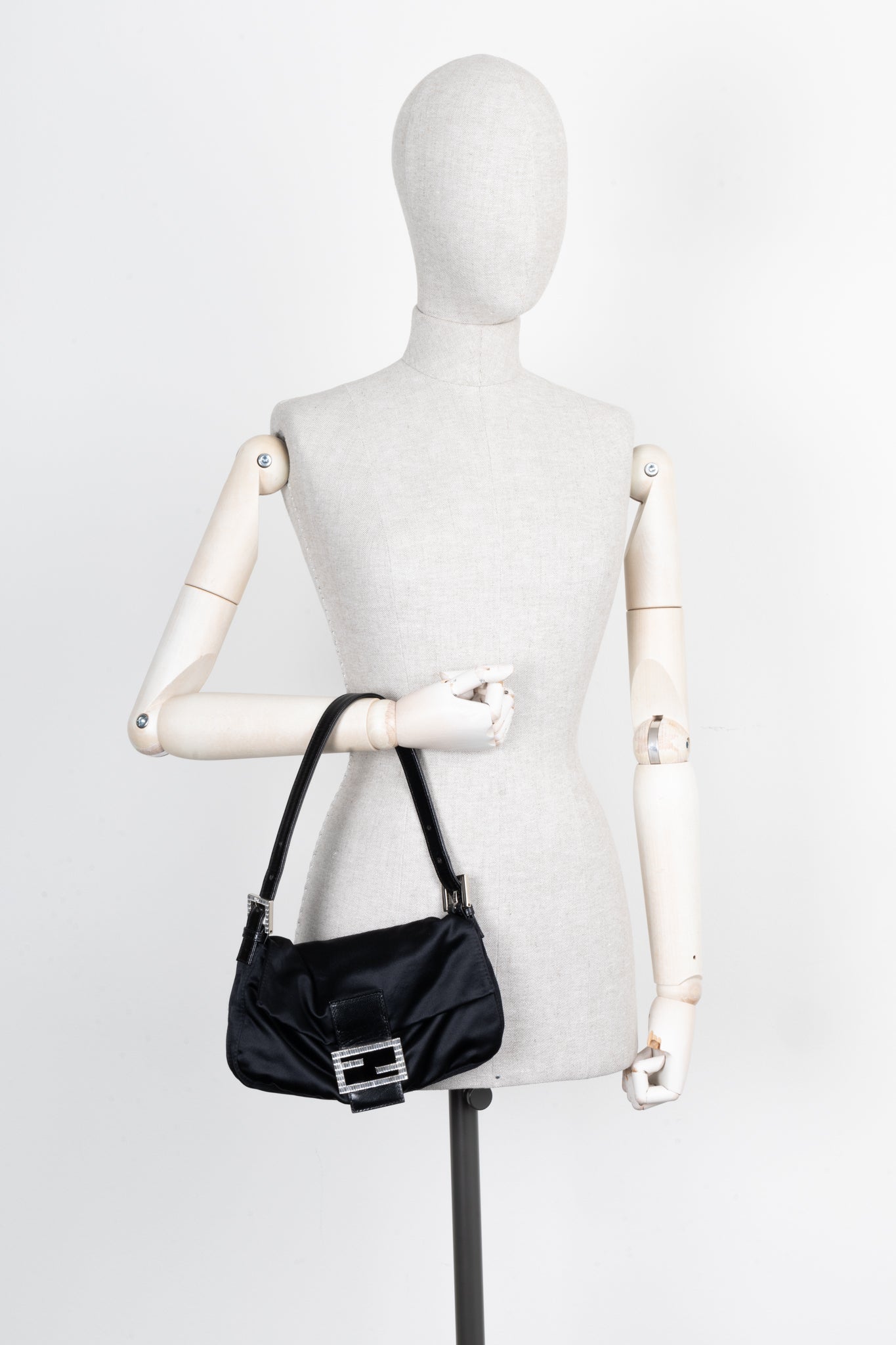 FENDI Baguette Bag Satin Black Sparkle Rovelle Bags