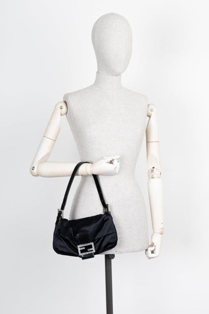 FENDI Baguette Bag Satin Black Sparkle Rovelle Bags