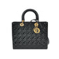 Lady Dior Large Black Patent Leather Handbag with Strap Rovelle Bags