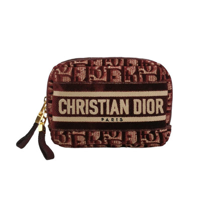 Christian Dior Velvet Oblique Cosmetic Pouch Burgundy Rovelle Bags