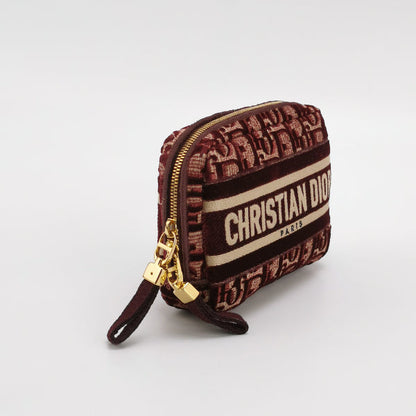 Christian Dior Velvet Oblique Cosmetic Pouch Burgundy Rovelle Bags