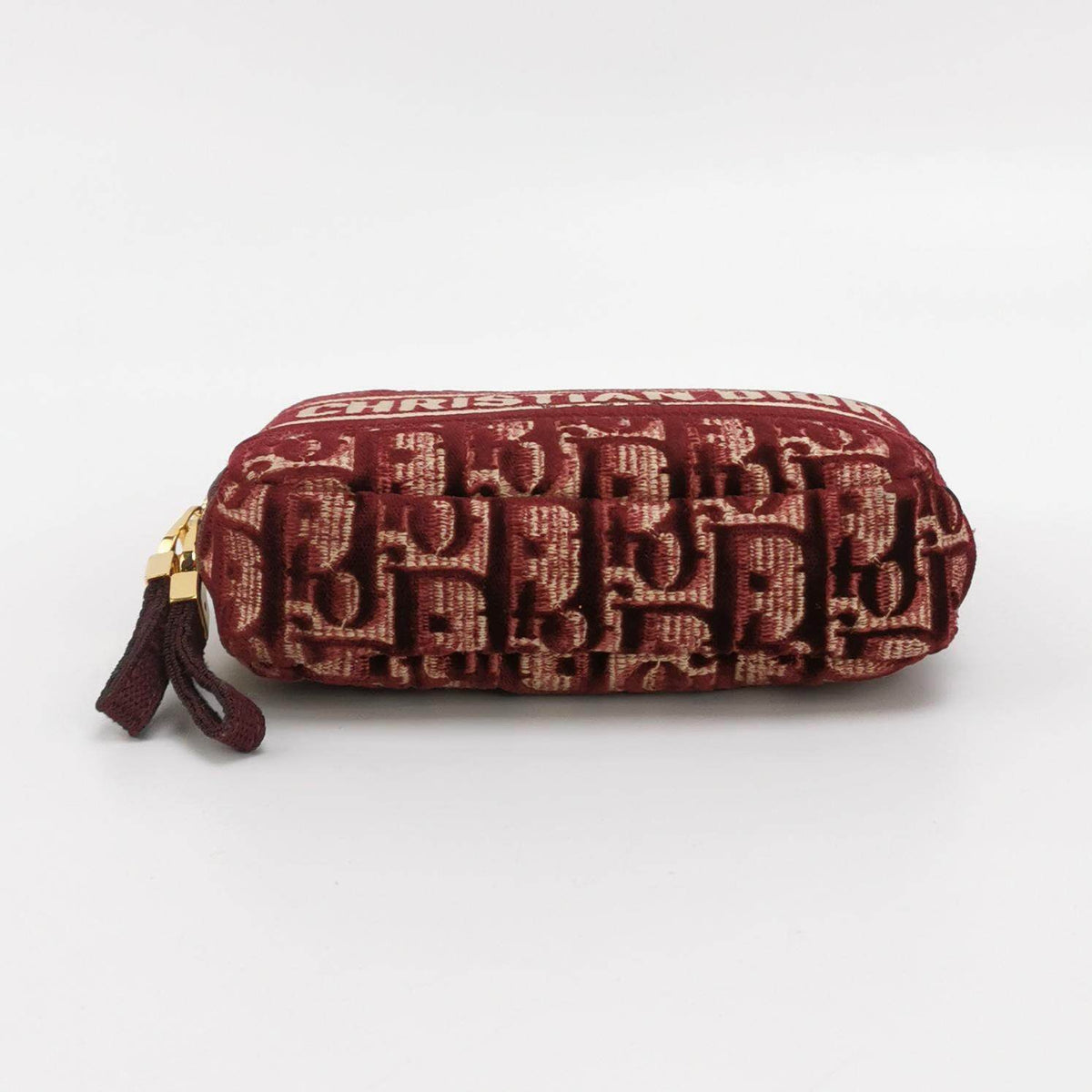 Christian Dior Velvet Oblique Cosmetic Pouch Burgundy Rovelle Bags