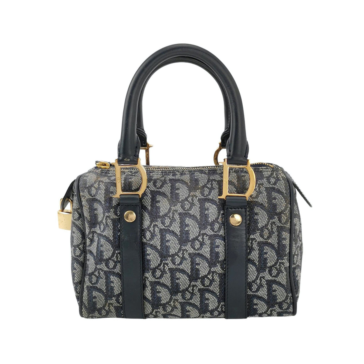 Christian Dior Trotter Boston Cloth Oblique Mini Black Handbag Rovelle Bags