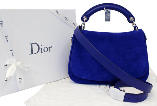 Christian Dior Dune Suede Leather Blue Shoulder Handbag Rovelle Bags