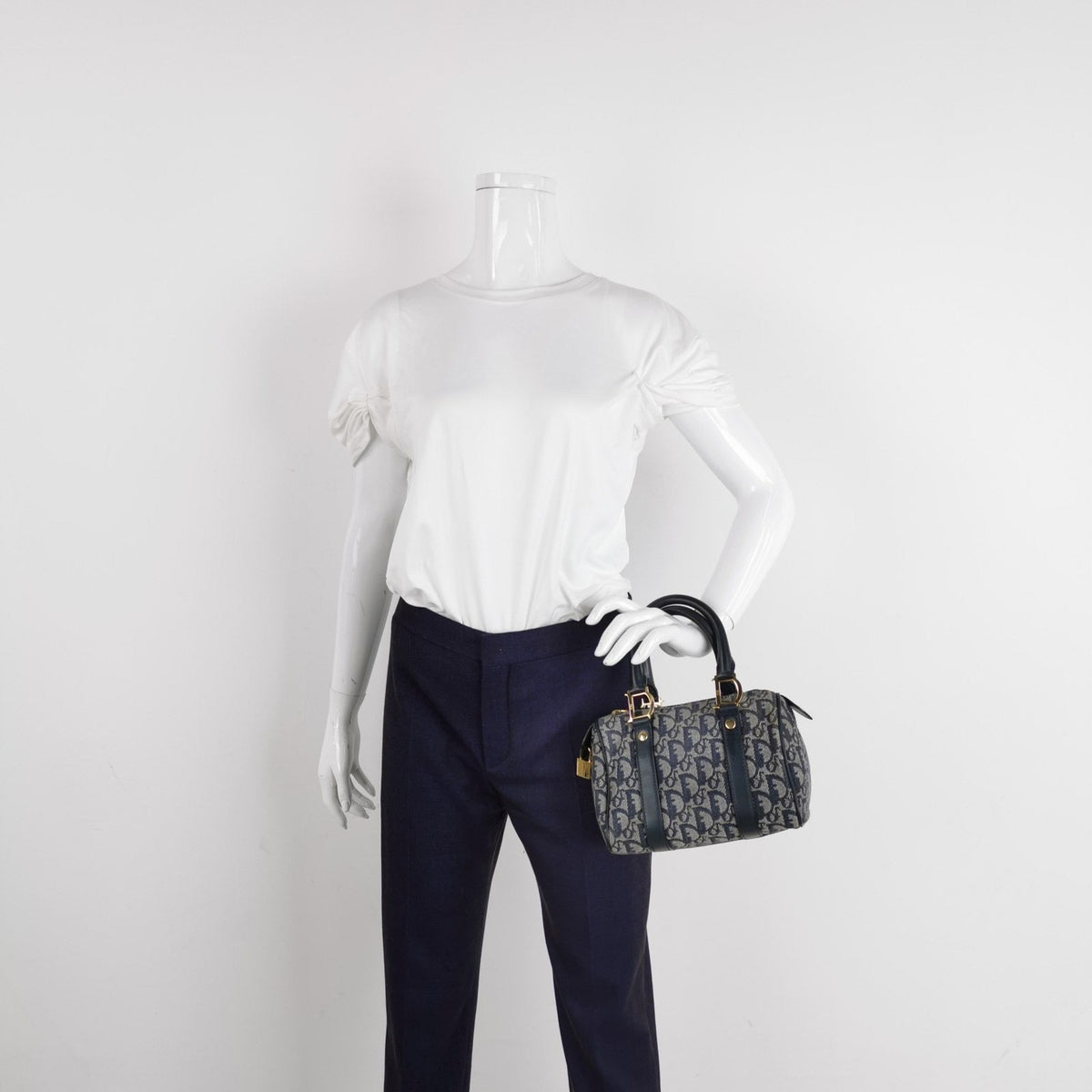 Christian Dior Trotter Boston Cloth Oblique Mini Black Handbag Rovelle Bags