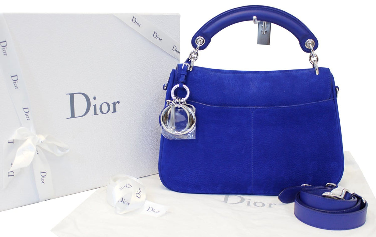 Christian Dior Dune Suede Leather Blue Shoulder Handbag Rovelle Bags