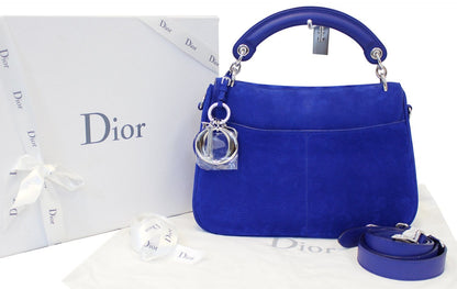 Christian Dior Dune Suede Leather Blue Shoulder Handbag Rovelle Bags