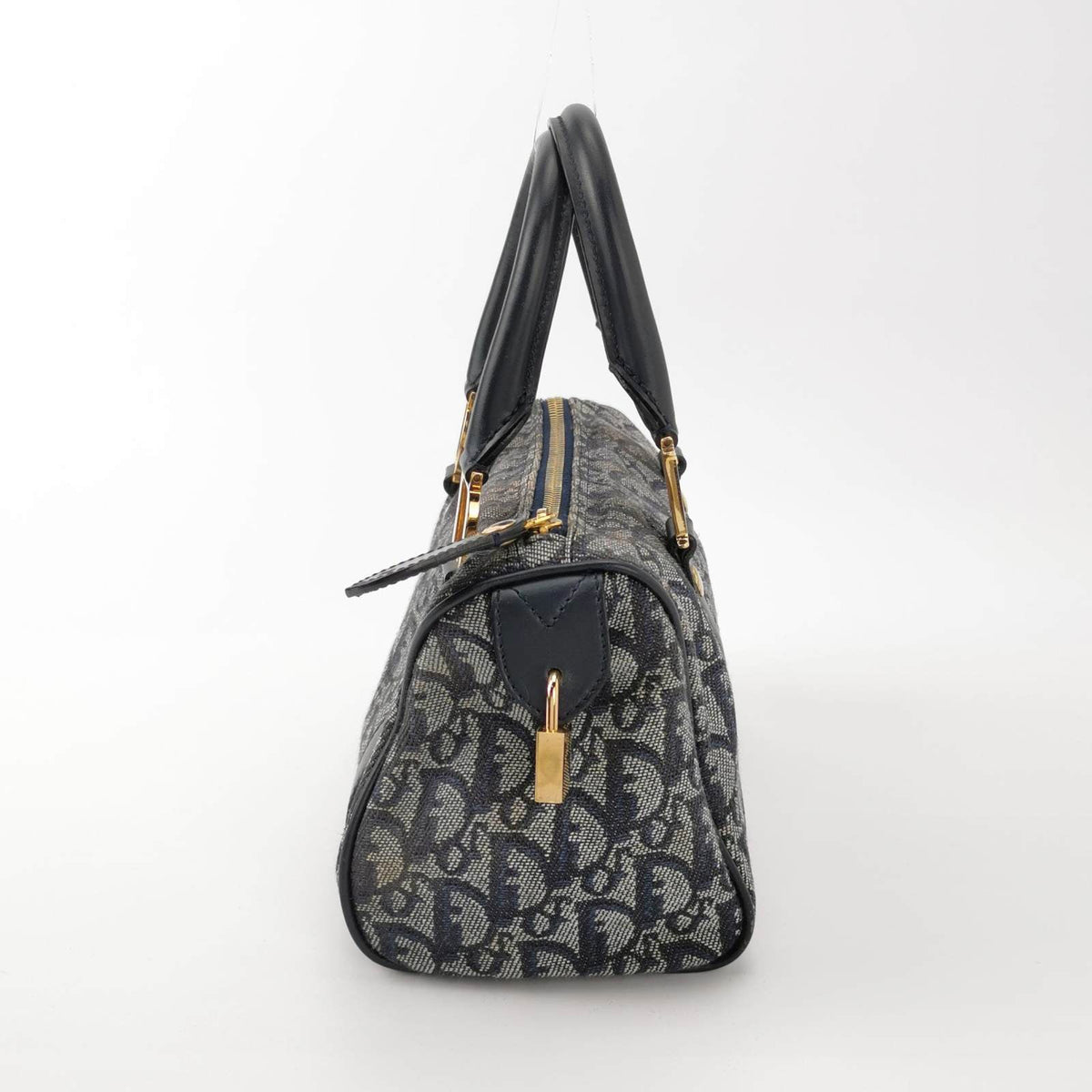 Christian Dior Trotter Boston Cloth Oblique Mini Black Handbag Rovelle Bags