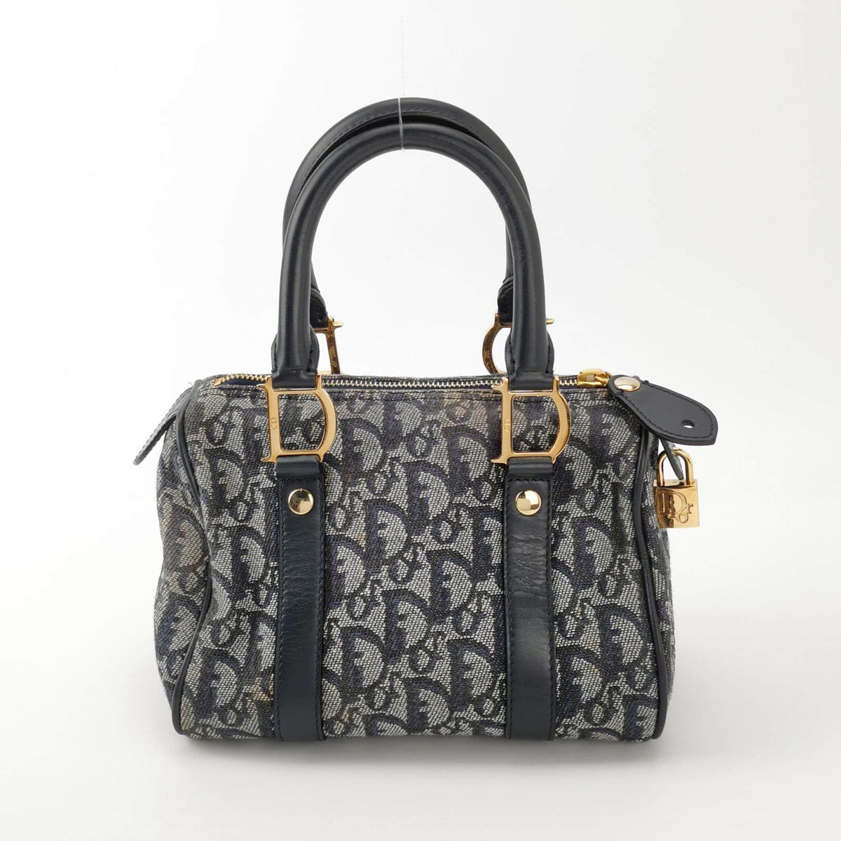 Christian Dior Trotter Boston Cloth Oblique Mini Black Handbag Rovelle Bags