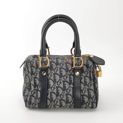 Christian Dior Trotter Boston Cloth Oblique Mini Black Handbag Rovelle Bags