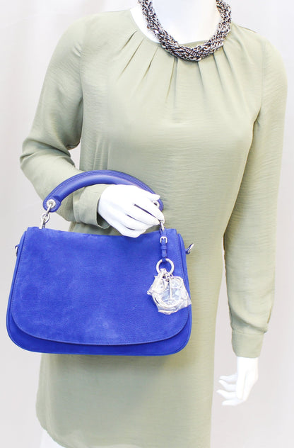 Christian Dior Dune Suede Leather Blue Shoulder Handbag Rovelle Bags