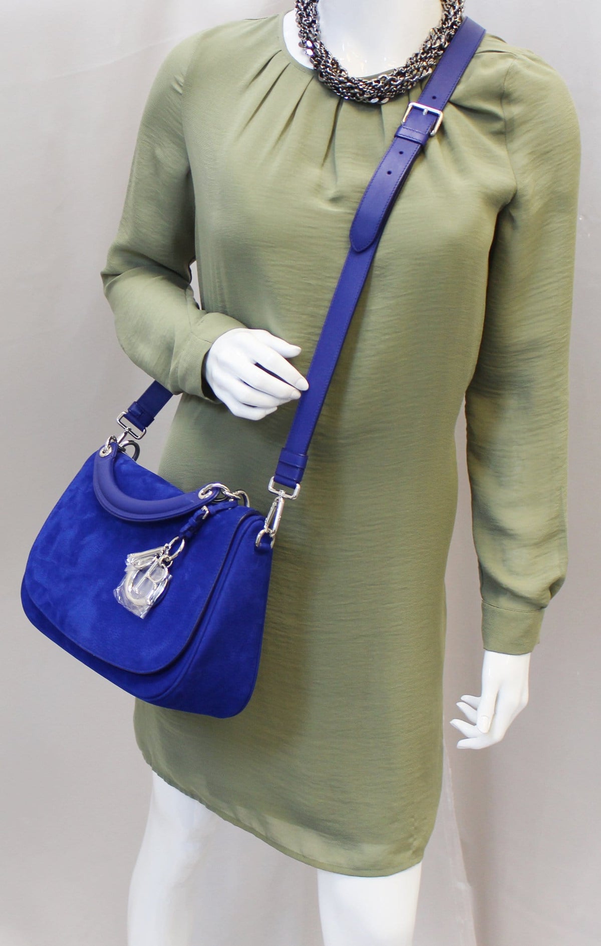Christian Dior Dune Suede Leather Blue Shoulder Handbag Rovelle Bags