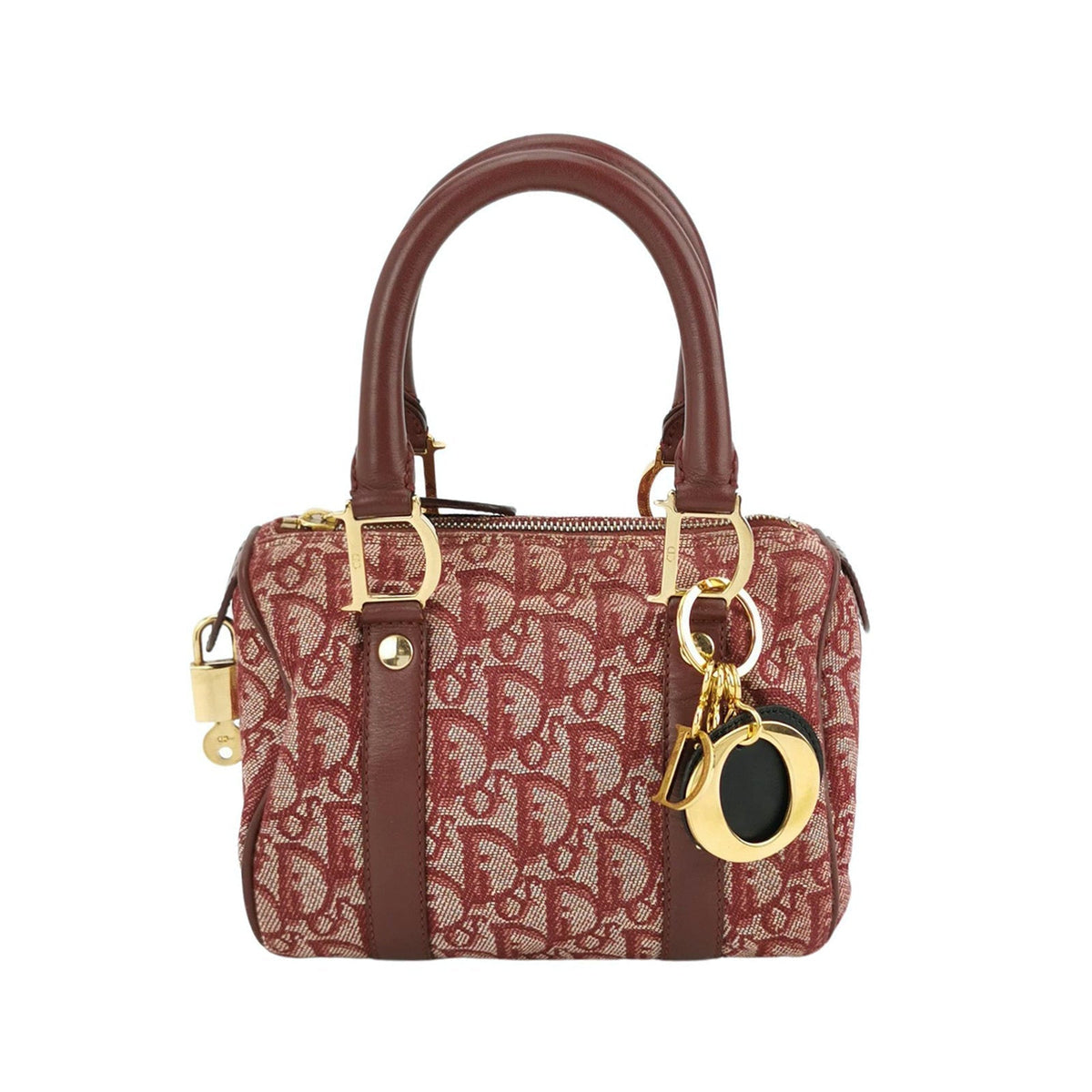 Christian Dior Trotter Boston Cloth Oblique Mini Red Handbag Rovelle Bags