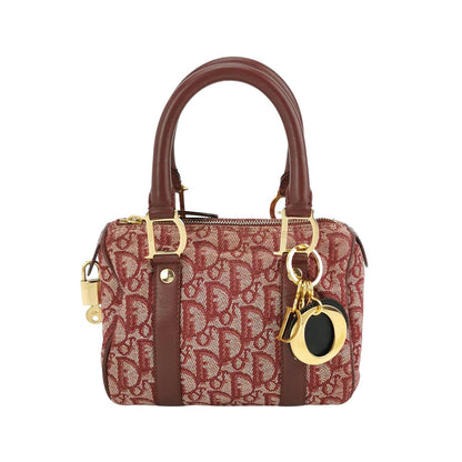 Christian Dior Trotter Boston Cloth Oblique Mini Red Handbag Rovelle Bags