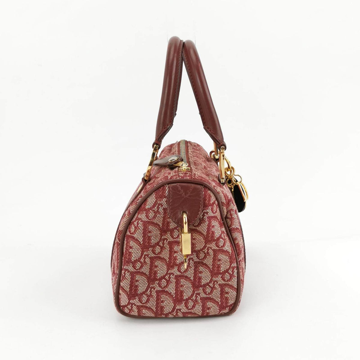 Christian Dior Trotter Boston Cloth Oblique Mini Red Handbag Rovelle Bags