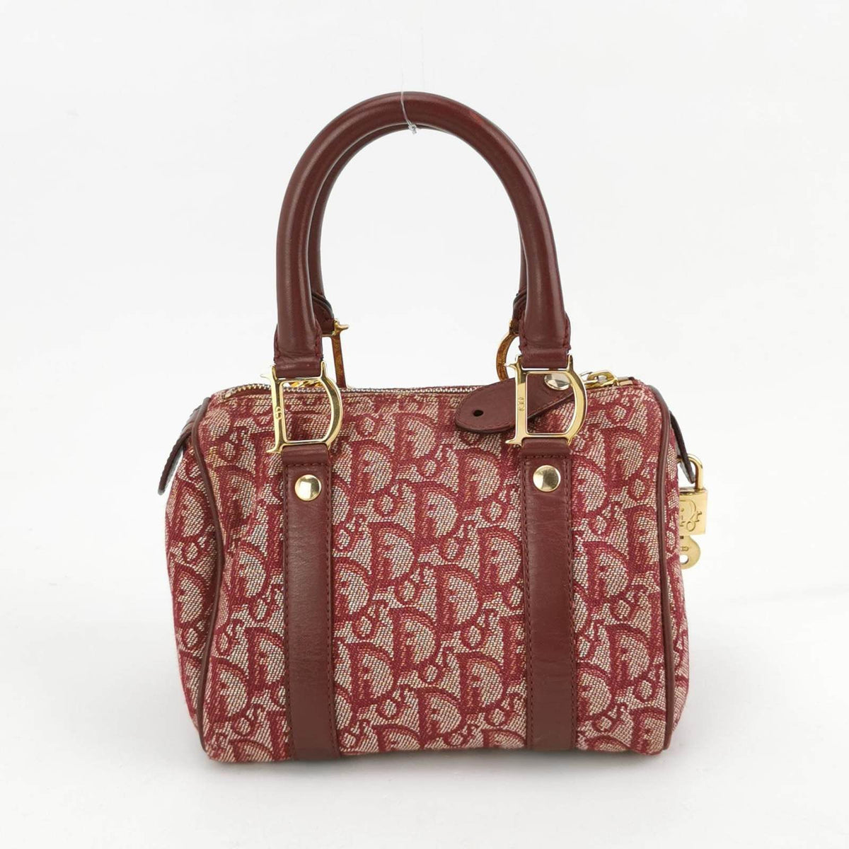 Christian Dior Trotter Boston Cloth Oblique Mini Red Handbag Rovelle Bags