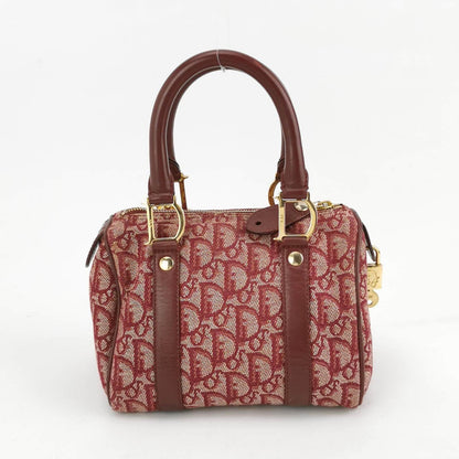 Christian Dior Trotter Boston Cloth Oblique Mini Red Handbag Rovelle Bags