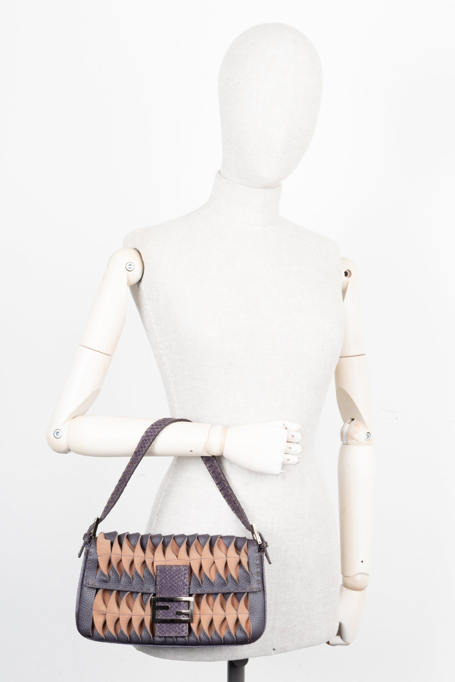 FENDI Selleria Baguette Bag Python Purple Pink Rovelle Bags
