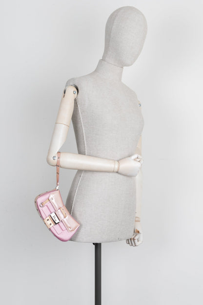 Christian Dior Columbus Clutch Patent Satin Pink Rovelle Bags