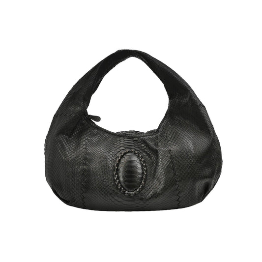 Bottega Veneta Belly Hobo Snake-Skin Leather Black 50cm