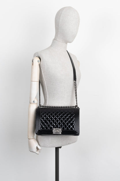 Chanel Boy Bag Large Patent Black Rovelle Bags