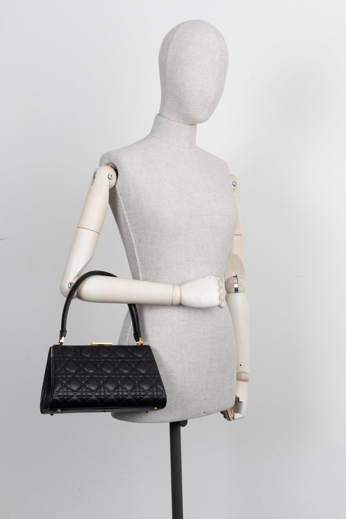 Christian Dior Caro Cannage Frame Bag Black Leather Rovelle Bags