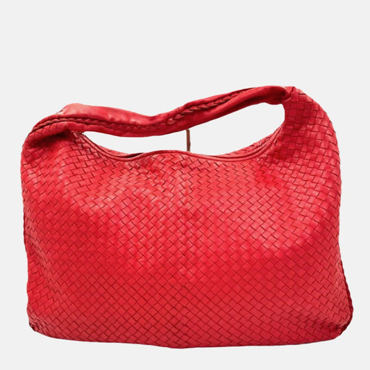 Bottega Veneta Intrecciato Hobo Bag in Red leather Large