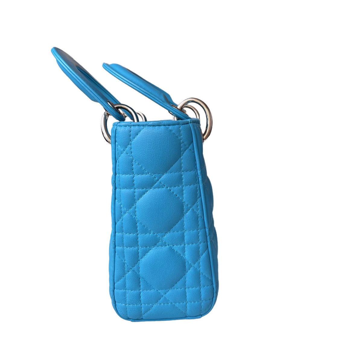 Lady Dior Mini Teal Blue handbag Cannage Leather with strap Rovelle Bags