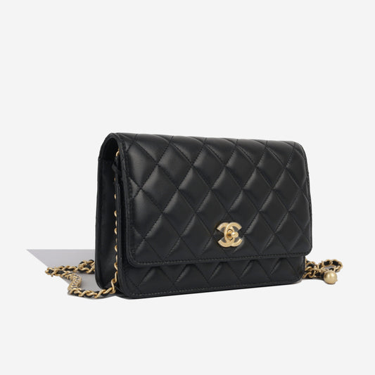Chanel Wallet On Chain Lambskin Black Crossbody Style 12 Rovelle Bags
