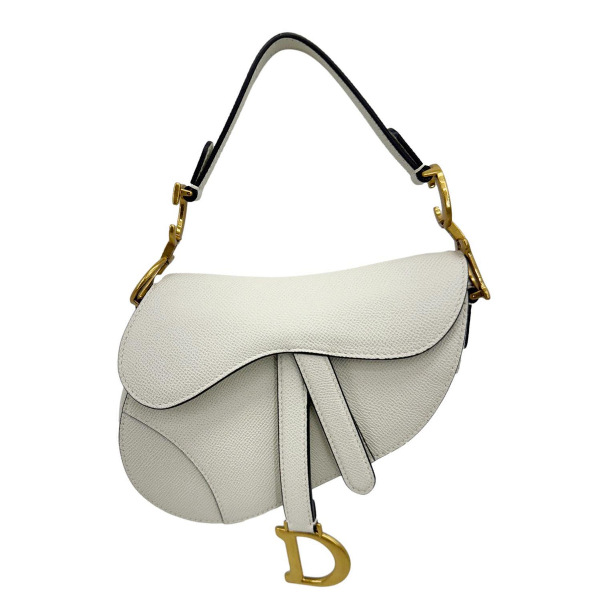 CHRISTIAN DIOR Saddle Leather Satchel Shoulder Bag Off White Rovelle Bags