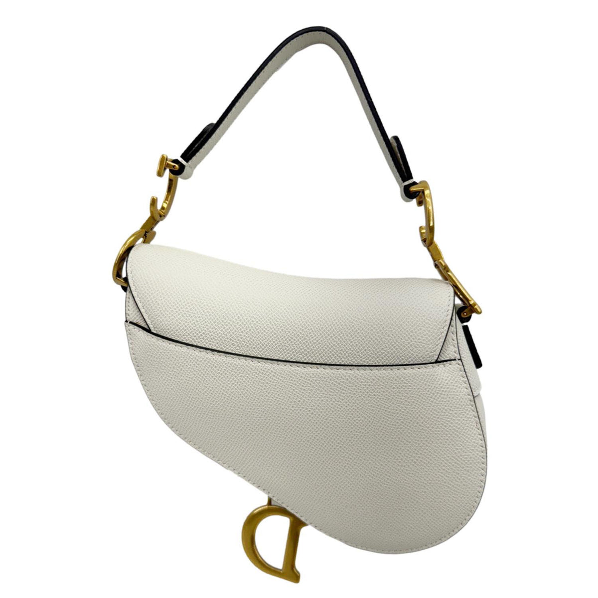 CHRISTIAN DIOR Saddle Leather Satchel Shoulder Bag Off White Rovelle Bags