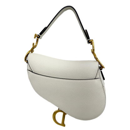 CHRISTIAN DIOR Saddle Leather Satchel Shoulder Bag Off White Rovelle Bags