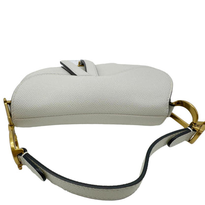 CHRISTIAN DIOR Saddle Leather Satchel Shoulder Bag Off White Rovelle Bags