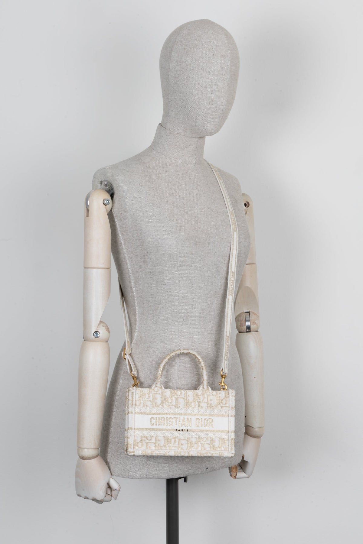 Christian Dior Mini Tote Bag Oblique Ivory Gold Rovelle Bags