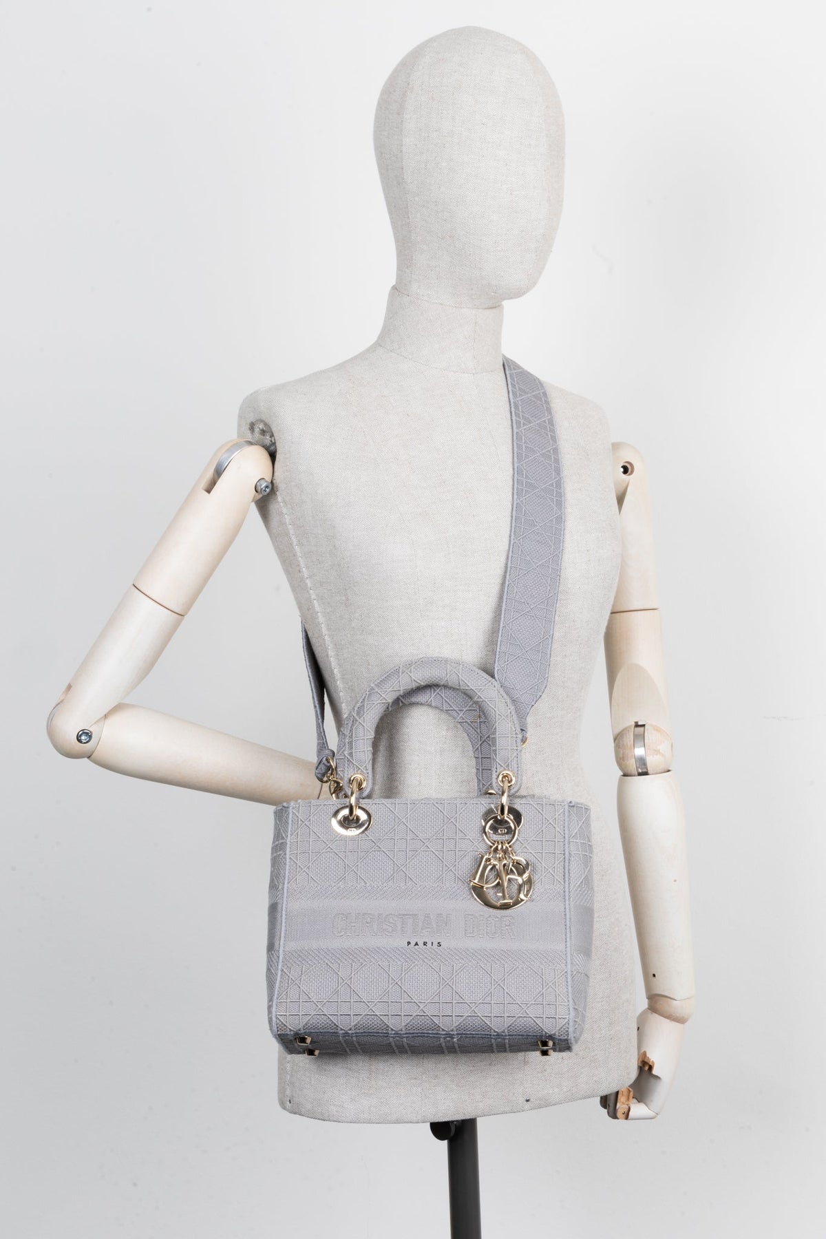 Christian Dior Lady D-Lite Bag Medium Grey Rovelle Bags