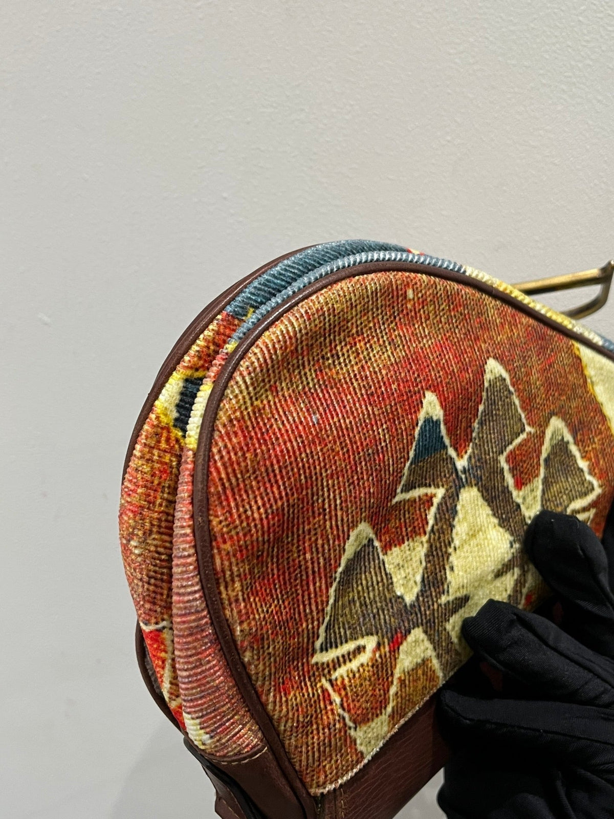 Dior Saddle bag brown leather and printed velvet RARE Rovelle Bags
