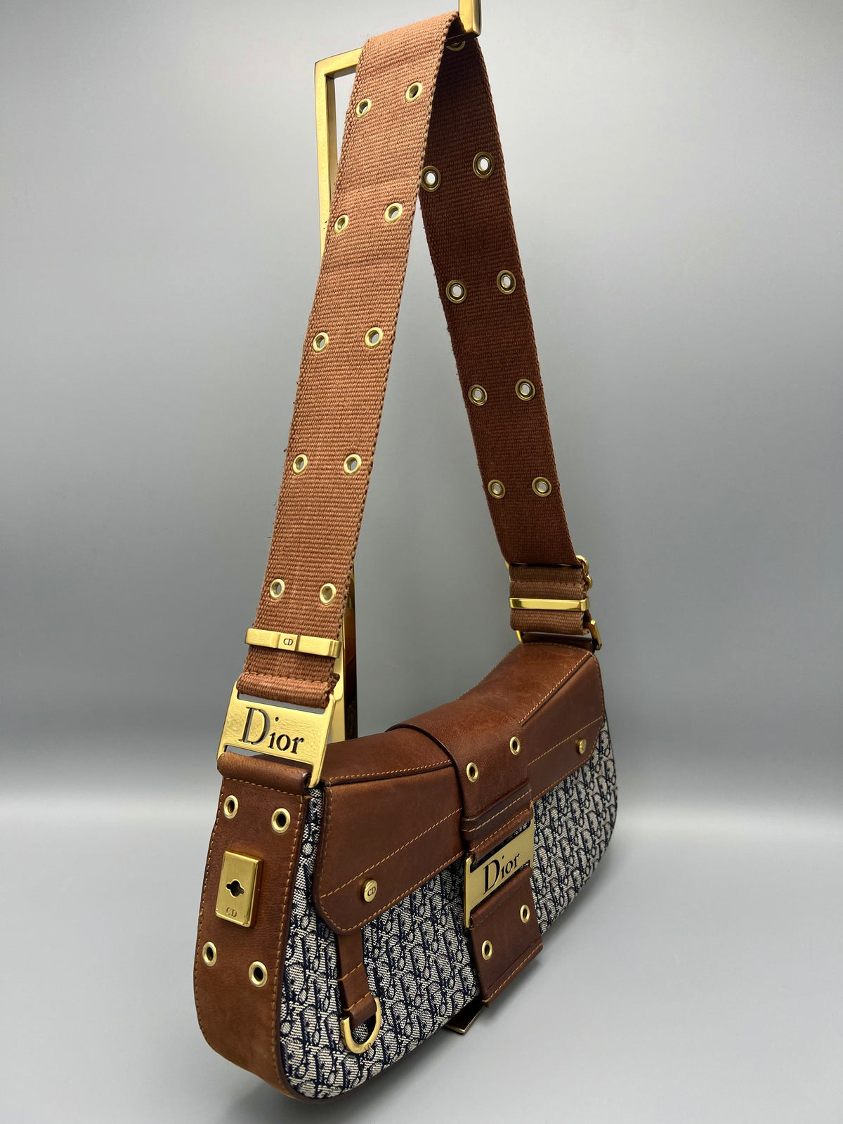 Dior Leather Canvas Shoulder Bag Rovelle Bags