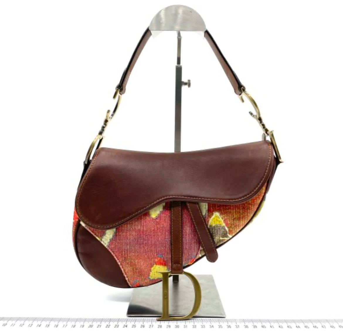 Dior Saddle bag brown leather and printed velvet RARE Rovelle Bags