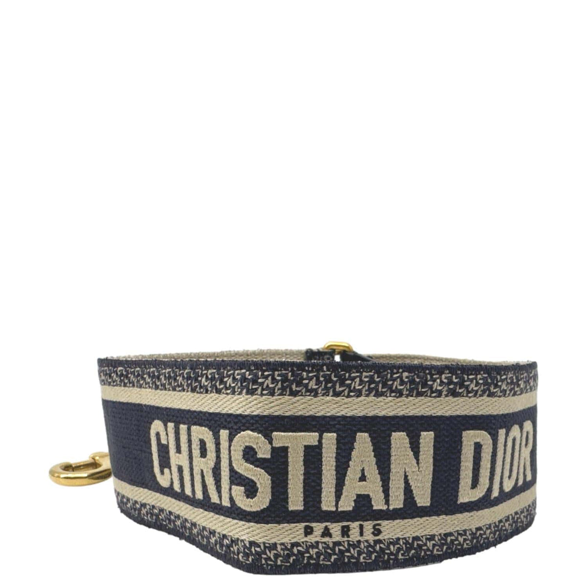 CHRISTIAN DIOR Embroidered Canvas Shoulder Strap Navy Blue Rovelle Bags